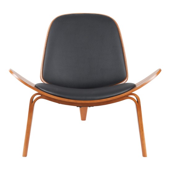 Πολυθρόνα Vilma PU μαύρο- plywood καρυδί 90x76.5x74.5εκ Πολυθρόνα Vilma PU μαύρο- plywood καρυδί 90x76.5x74.5εκ