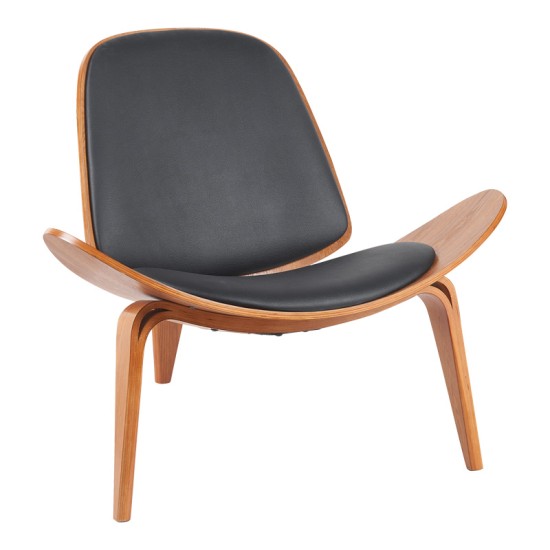 Πολυθρόνα Vilma PU μαύρο- plywood καρυδί 90x76.5x74.5εκ Πολυθρόνα Vilma PU μαύρο- plywood καρυδί 90x76.5x74.5εκ