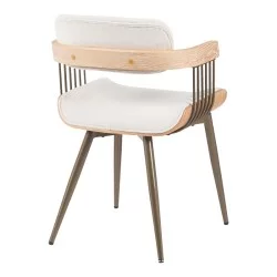 Πολυθρόνα Cameo  μέταλλο μπρονζέ-white-wash ξύλο-μπέζ ύφασμα 53x49.5x75.5εκ