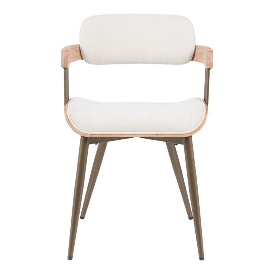 Πολυθρόνα Cameo  μέταλλο μπρονζέ-white-wash ξύλο-μπέζ ύφασμα 53x49.5x75.5εκ