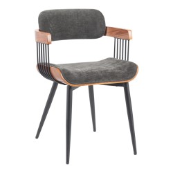 Πολυθρόνα Cameo  μέταλλο μαύρο-καρυδί ξύλο-ανθρακί ύφασμα 53x49.5x75.5εκ