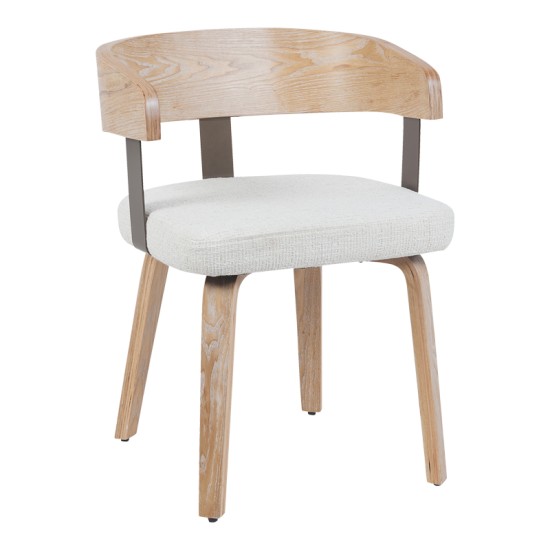 Πολυθρόνα Anesy  μέταλλο-ξύλο με ύφασμα σε μπεζ απόχρωση 53.5x51x72εκ