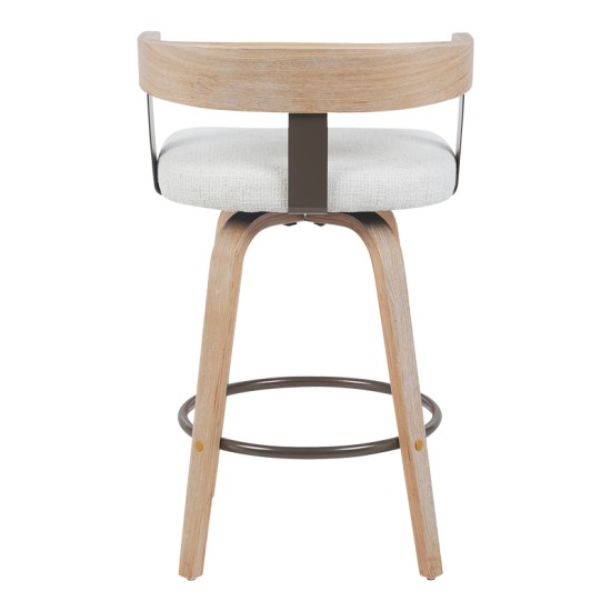 Σκαμπό μπαρ Anesy  περιστρεφόμενο μεσαίου μεγέθους μέταλλο-ξύλο με ύφασμα σε μπεζ απόχρωση 54x50x85εκ