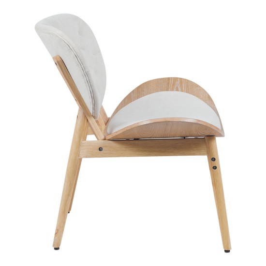 Πολυθρόνα Udalle  ξύλο σε φυσική απόχρωση με μπεζ ύφασμα 77x70x81εκ