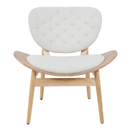 Πολυθρόνα Udalle  ξύλο σε φυσική απόχρωση με μπεζ ύφασμα 77x70x81εκ