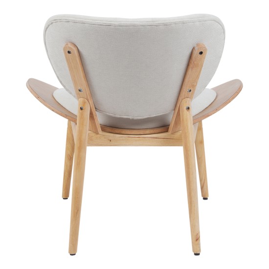 Πολυθρόνα Udalle  ξύλο σε φυσική απόχρωση με μπεζ ύφασμα 77x70x81εκ