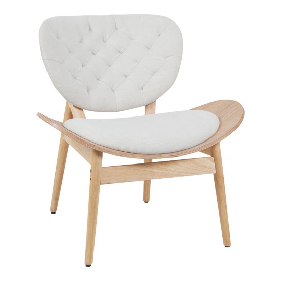 Πολυθρόνα Udalle  ξύλο σε φυσική απόχρωση με μπεζ ύφασμα 77x70x81εκ