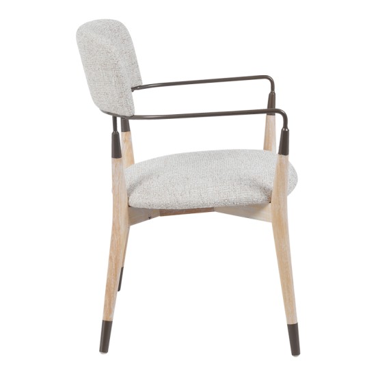 Πολυθρόνα Sentana  μέταλλο-ξύλο και ύφασμα σε μπεζ-καφέ απόχρωση 56.5x56x79εκ