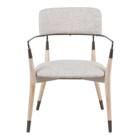 Πολυθρόνα Sentana  μέταλλο-ξύλο και ύφασμα σε μπεζ-καφέ απόχρωση 56.5x56x79εκ