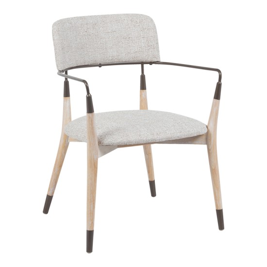 Πολυθρόνα Sentana  μέταλλο-ξύλο και ύφασμα σε μπεζ-καφέ απόχρωση 56.5x56x79εκ