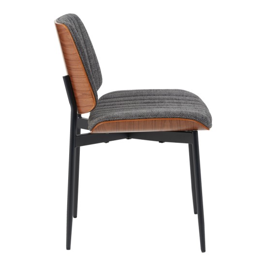 Καρέκλα Kathy  ξύλο σε καρυδί με γκρι ύφασμα 51x58x81εκ