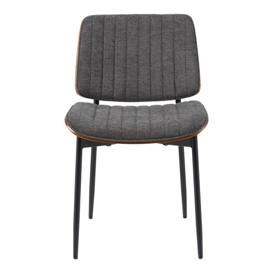 Καρέκλα Kathy  ξύλο σε καρυδί με γκρι ύφασμα 51x58x81εκ