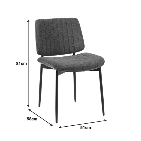 Καρέκλα Kathy  ξύλο σε καρυδί με γκρι ύφασμα 51x58x81εκ