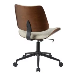 Καρέκλα γραφείου εργασίας Amani   ξύλο σε καρυδί με μπεζ ύφασμα 52x54x90.5εκ