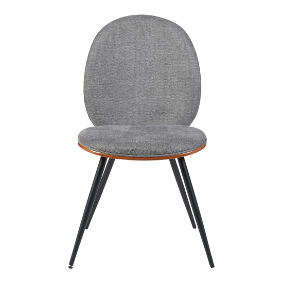 Καρέκλα Nerezy  ξύλο σε καρυδί με γκρι ύφασμα 57.5x48x88εκ