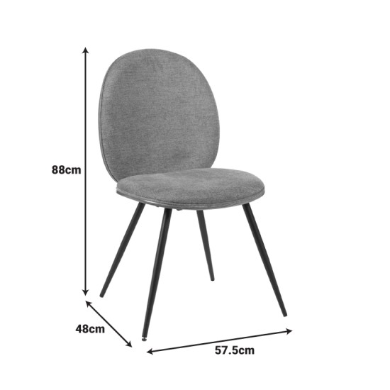 Καρέκλα Nerezy  ξύλο σε καρυδί με γκρι ύφασμα 57.5x48x88εκ