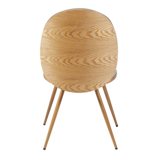 Καρέκλα Nerezy   ξύλο σε φυσικό με μπεζ-καφέ ύφασμα57.5x48x88εκ