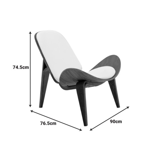 Πολυθρόνα Vilma  PU μπεζ- plywood καρυδί 90x76.5x74.5εκ
