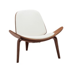 Πολυθρόνα Vilma  PU μπεζ- plywood καρυδί 90x76.5x74.5εκ