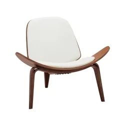 Πολυθρόνα Vilma  PU μπεζ- plywood καρυδί 90x76.5x74.5εκ