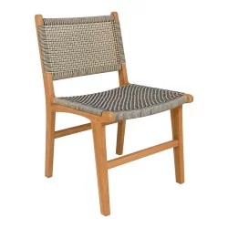 Καρέκλα Darien  σκελετός teak ξύλο σε φυσική απόχρωση και κρεμ-μαύρο pe σχοινί 52x62x86εκ