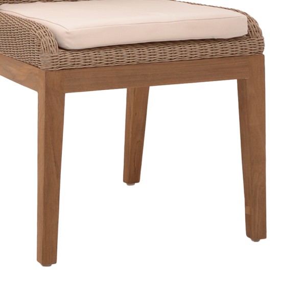 Καρέκλα Swinton  σκελετός αλουμινίου με teak πόδι σε φυσική απόχρωση και pe rattan 53x63x86εκ