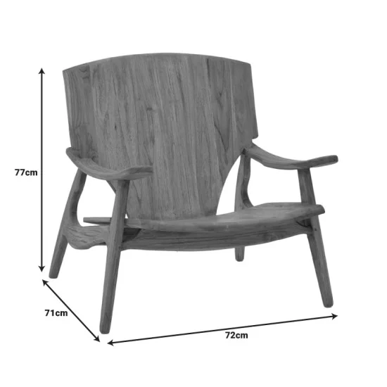 Πολυθρόνα Brazin καρυδί teak ξύλο 72x71x77εκ Πολυθρόνα Brazin καρυδί teak ξύλο 72x71x77εκ