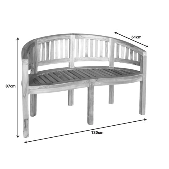 Παγκάκι διθέσιο Coren  φυσικό teak ξύλο 130x61x87εκ