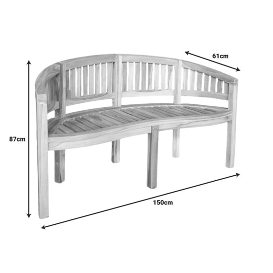 Καναπές τριθέσιος Coren  φυσικό teak ξύλο 150x61x87εκ