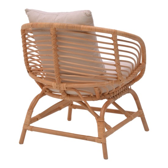 Πολυθρόνα Caxen φυσικό rattan-λευκό μαξιλάρι 72x63x75εκ Πολυθρόνα Caxen φυσικό rattan-λευκό μαξιλάρι 72x63x75εκ