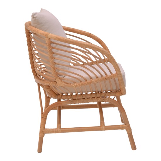 Πολυθρόνα Caxen φυσικό rattan-λευκό μαξιλάρι 72x63x75εκ Πολυθρόνα Caxen φυσικό rattan-λευκό μαξιλάρι 72x63x75εκ