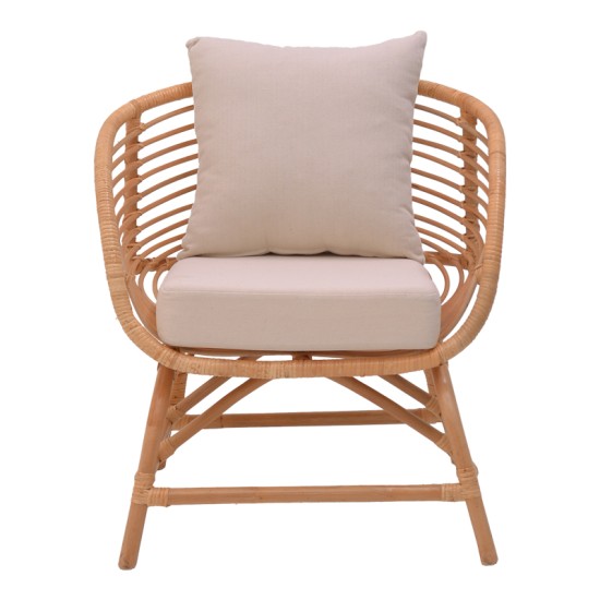 Πολυθρόνα Caxen φυσικό rattan-λευκό μαξιλάρι 72x63x75εκ Πολυθρόνα Caxen φυσικό rattan-λευκό μαξιλάρι 72x63x75εκ