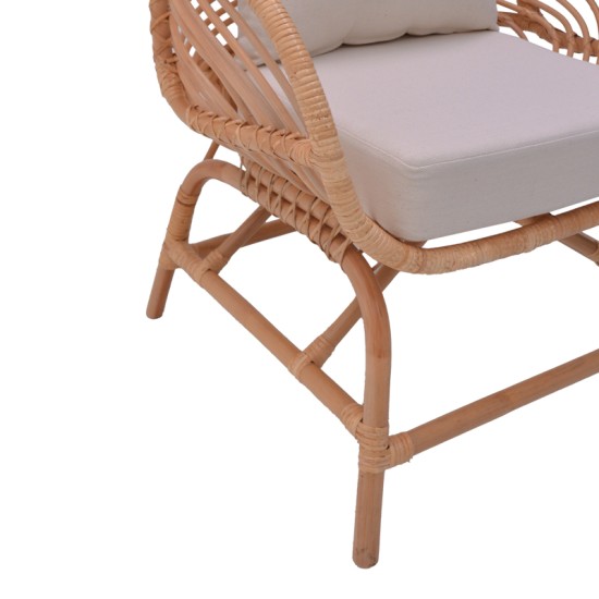 Πολυθρόνα Caxen φυσικό rattan-λευκό μαξιλάρι 72x63x75εκ Πολυθρόνα Caxen φυσικό rattan-λευκό μαξιλάρι 72x63x75εκ