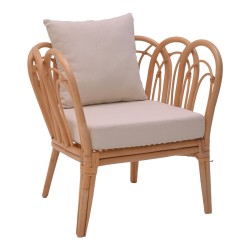 Πολυθρόνα Tania  φυσικό rattan-λευκό μαξιλάρι 76x76x76εκ Πολυθρόνα Tania  φυσικό rattan-λευκό μαξιλάρι 76x76x76εκ