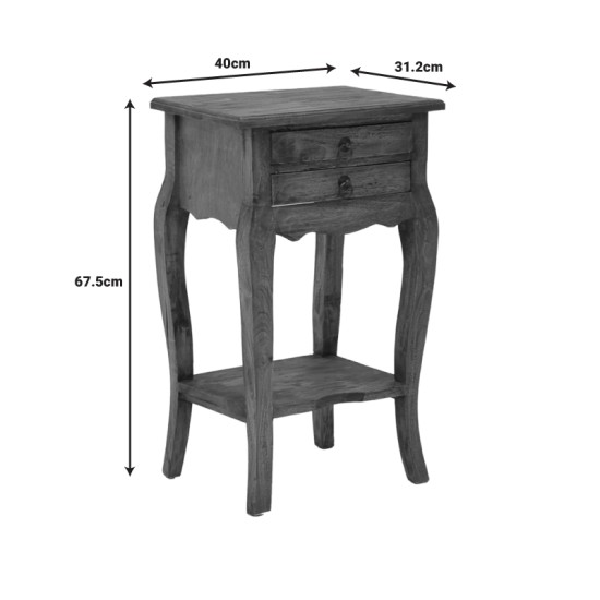 Βοηθητικό τραπεζάκι με συρτάρια Florellia  φυσικό αντικέ μαόνι ξύλο 40x31x67.5εκ