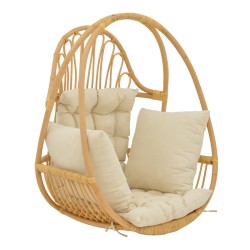 Κρεμαστή κούνια Jorg  φυσικό rattan-κρεμ μαξιλάρι 80x59x105εκ Κρεμαστή κούνια Jorg  φυσικό rattan-κρεμ μαξιλάρι 80x59x105εκ