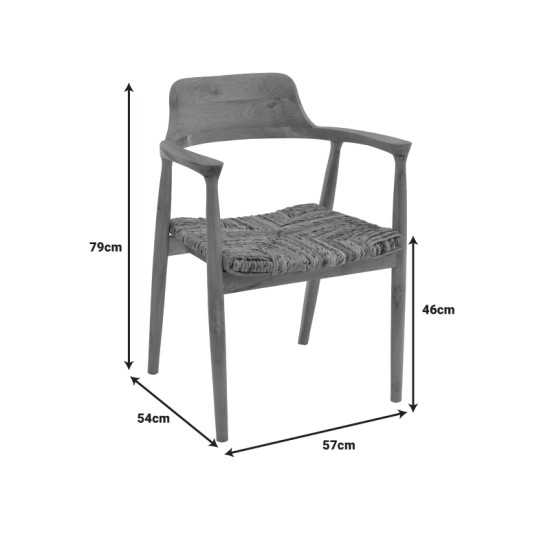 Πολυθρόνα Denverone  φυσικό teak ξύλο-banana σχοινί 57x54x79εκ