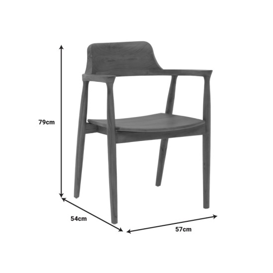 Πολυθρόνα Jambene  teak ξύλο σε καρυδί απόχρωση 57x54x79εκ