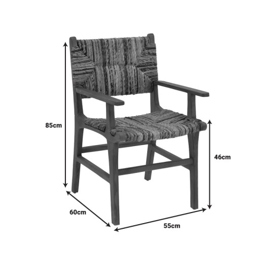 Πολυθρόνα Refane  φυσικό teak ξύλο-banana σχοινί 55x60x85εκ