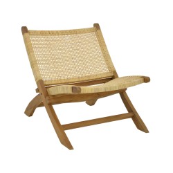 Καρέκλα Jerenze  φυσικό teak ξύλο-φυσικό rattan 65x78x68εκ