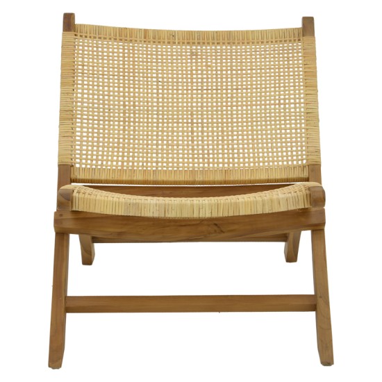 Καρέκλα Jerenze  φυσικό teak ξύλο-rattan 65x78x68εκ