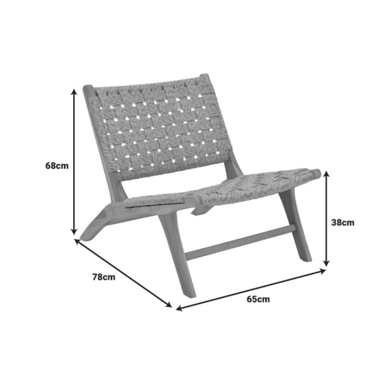 Καρέκλα Foldere  φυσικό teak ξύλο-σχοινί 65x78x68εκ