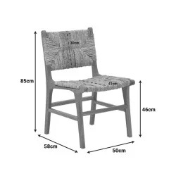 Καρέκλα Refane  σκελετός teak ξύλο με ψάθα σε φυσική απόχρωση 50x58x85εκ