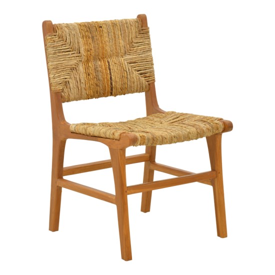 Καρέκλα Refane  σκελετός teak ξύλο με ψάθα σε φυσική απόχρωση 50x58x85εκ