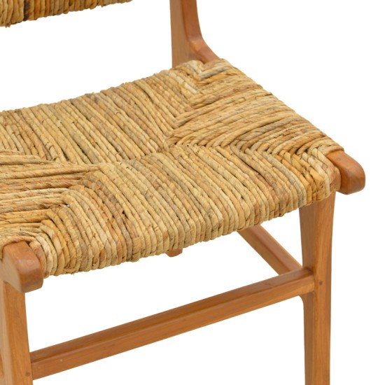 Καρέκλα Refane  σκελετός teak ξύλο με ψάθα σε φυσική απόχρωση 50x58x85εκ