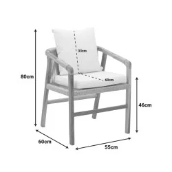 Πολυθρόνα Cuerda  σκελετός teak ξύλο με pe σχοινί σε φυσική απόχρωση 55x60x80εκ