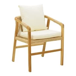 Πολυθρόνα Cuerda  σκελετός teak ξύλο με pe σχοινί σε φυσική απόχρωση 55x60x80εκ