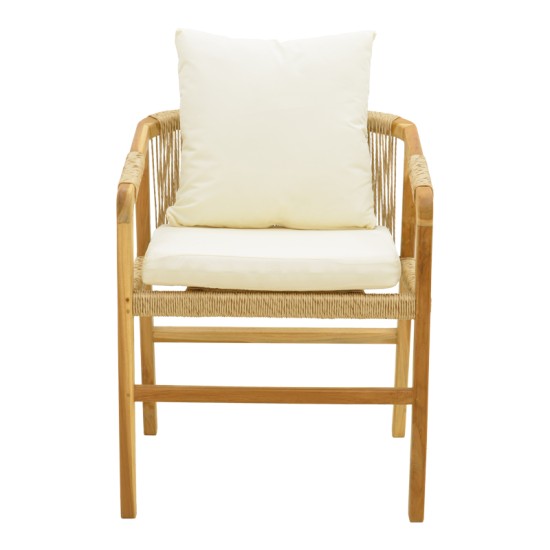 Πολυθρόνα Cuerda  σκελετός teak ξύλο με pe σχοινί σε φυσική απόχρωση 55x60x80εκ