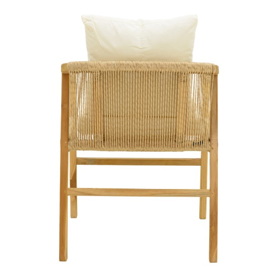 Πολυθρόνα Cuerda  σκελετός teak ξύλο με pe σχοινί σε φυσική απόχρωση 55x60x80εκ