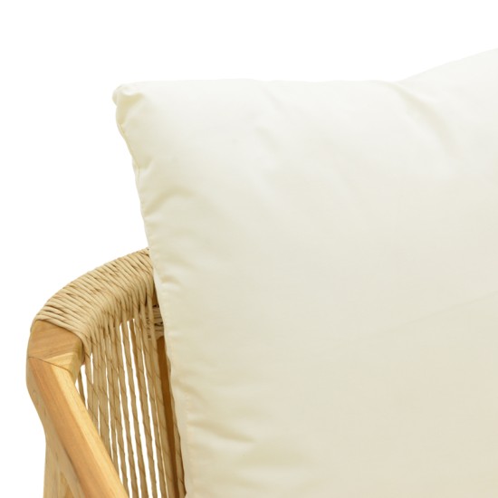 Πολυθρόνα Cuerda  σκελετός teak ξύλο με pe σχοινί σε φυσική απόχρωση 55x60x80εκ